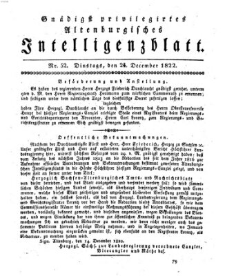 Gnädigst privilegirtes Altenburgisches Intelligenzblatt Dienstag 24. Dezember 1822