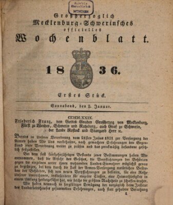 Großherzoglich-Mecklenburg-Schwerinsches officielles Wochenblatt Samstag 2. Januar 1836