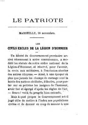 Le patriote Mittwoch 16. November 1870