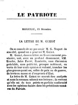 Le patriote Donnerstag 15. Dezember 1870