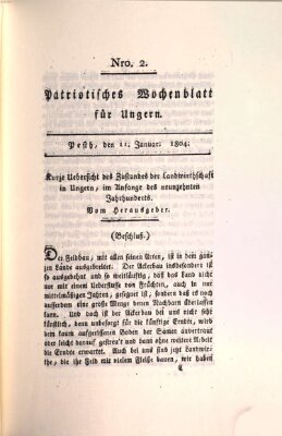 Patriotisches Wochenblatt für Ungern Mittwoch 11. Januar 1804