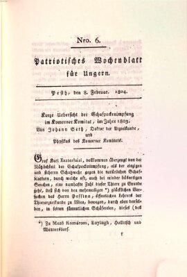 Patriotisches Wochenblatt für Ungern Mittwoch 8. Februar 1804