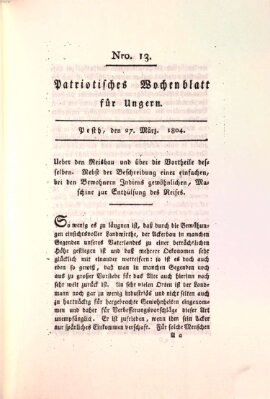 Patriotisches Wochenblatt für Ungern Dienstag 27. März 1804