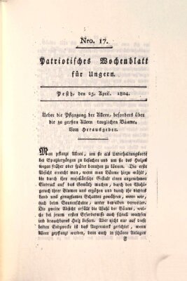 Patriotisches Wochenblatt für Ungern Mittwoch 25. April 1804