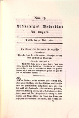 Patriotisches Wochenblatt für Ungern Mittwoch 9. Mai 1804