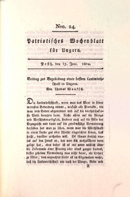 Patriotisches Wochenblatt für Ungern Mittwoch 13. Juni 1804