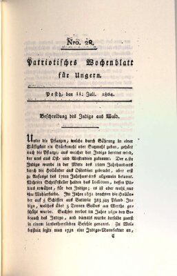 Patriotisches Wochenblatt für Ungern Mittwoch 11. Juli 1804