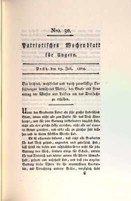 Patriotisches Wochenblatt für Ungern Mittwoch 25. Juli 1804