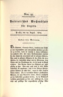 Patriotisches Wochenblatt für Ungern Mittwoch 29. August 1804