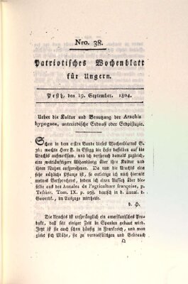 Patriotisches Wochenblatt für Ungern Mittwoch 19. September 1804