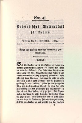 Patriotisches Wochenblatt für Ungern Mittwoch 21. November 1804