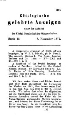 Göttingische gelehrte Anzeigen (Göttingische Zeitungen von gelehrten Sachen) Mittwoch 8. November 1871