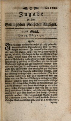 Göttingische Anzeigen von gelehrten Sachen. Zugabe (Göttingische Zeitungen von gelehrten Sachen) Samstag 24. März 1770