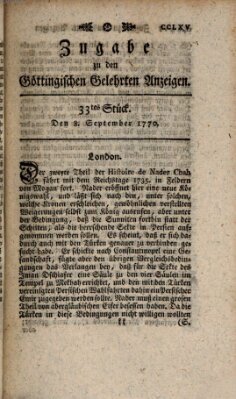 Göttingische Anzeigen von gelehrten Sachen. Zugabe (Göttingische Zeitungen von gelehrten Sachen) Samstag 8. September 1770