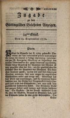 Göttingische Anzeigen von gelehrten Sachen. Zugabe (Göttingische Zeitungen von gelehrten Sachen) Samstag 15. September 1770