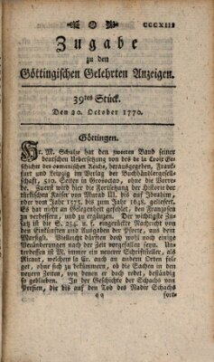 Göttingische Anzeigen von gelehrten Sachen. Zugabe (Göttingische Zeitungen von gelehrten Sachen) Samstag 20. Oktober 1770