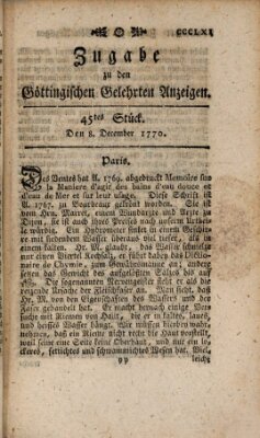 Göttingische Anzeigen von gelehrten Sachen. Zugabe (Göttingische Zeitungen von gelehrten Sachen) Samstag 8. Dezember 1770