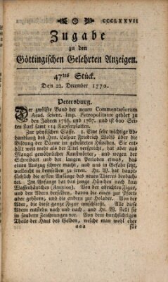 Göttingische Anzeigen von gelehrten Sachen. Zugabe (Göttingische Zeitungen von gelehrten Sachen) Samstag 22. Dezember 1770