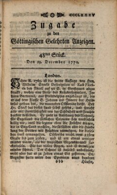 Göttingische Anzeigen von gelehrten Sachen. Zugabe (Göttingische Zeitungen von gelehrten Sachen) Samstag 29. Dezember 1770