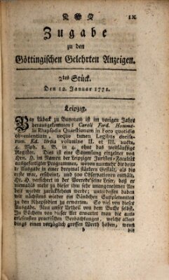 Göttingische Anzeigen von gelehrten Sachen. Zugabe (Göttingische Zeitungen von gelehrten Sachen) Samstag 12. Januar 1771