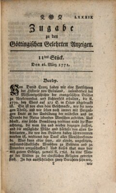 Göttingische Anzeigen von gelehrten Sachen. Zugabe (Göttingische Zeitungen von gelehrten Sachen) Samstag 16. März 1771