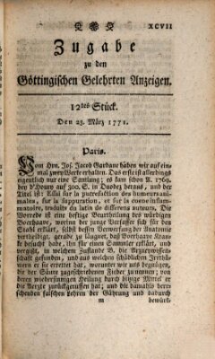 Göttingische Anzeigen von gelehrten Sachen. Zugabe (Göttingische Zeitungen von gelehrten Sachen) Samstag 23. März 1771