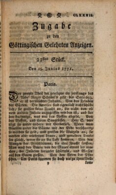 Göttingische Anzeigen von gelehrten Sachen. Zugabe (Göttingische Zeitungen von gelehrten Sachen) Samstag 15. Juni 1771