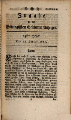 Göttingische Anzeigen von gelehrten Sachen. Zugabe (Göttingische Zeitungen von gelehrten Sachen) Samstag 22. Juni 1771