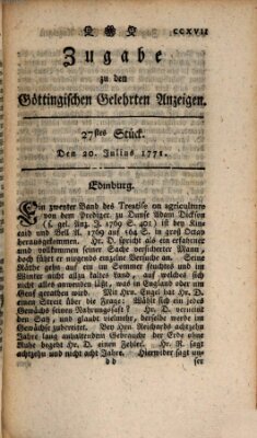 Göttingische Anzeigen von gelehrten Sachen. Zugabe (Göttingische Zeitungen von gelehrten Sachen) Samstag 20. Juli 1771