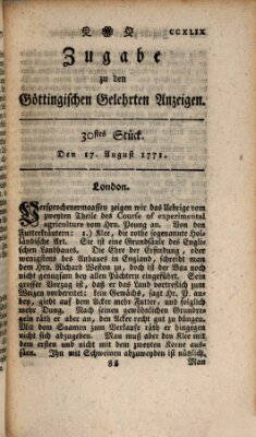 Göttingische Anzeigen von gelehrten Sachen. Zugabe (Göttingische Zeitungen von gelehrten Sachen) Samstag 17. August 1771