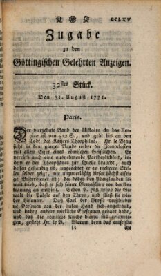 Göttingische Anzeigen von gelehrten Sachen. Zugabe (Göttingische Zeitungen von gelehrten Sachen) Samstag 31. August 1771