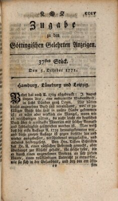 Göttingische Anzeigen von gelehrten Sachen. Zugabe (Göttingische Zeitungen von gelehrten Sachen) Samstag 5. Oktober 1771