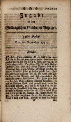 Göttingische Anzeigen von gelehrten Sachen. Zugabe (Göttingische Zeitungen von gelehrten Sachen) Samstag 16. November 1771