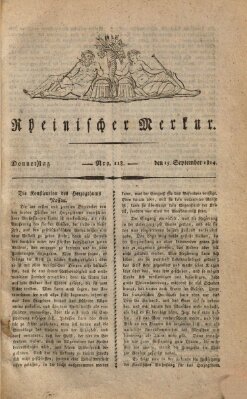 Rheinischer Merkur Donnerstag 15. September 1814