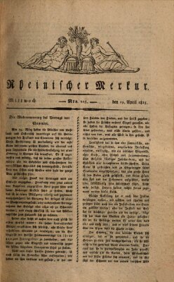 Rheinischer Merkur Mittwoch 19. April 1815