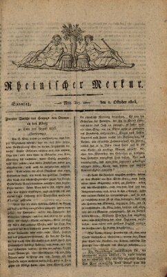 Rheinischer Merkur Sonntag 1. Oktober 1815