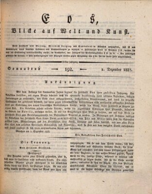 Eos Samstag 1. Dezember 1827