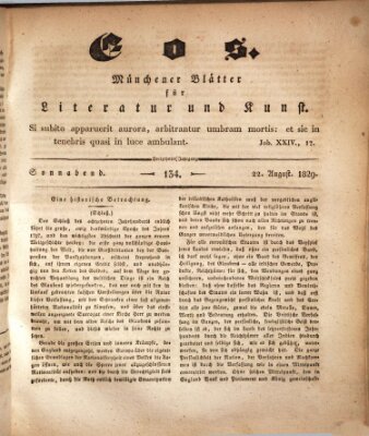 Eos Samstag 22. August 1829