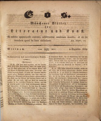 Eos Mittwoch 2. Dezember 1829