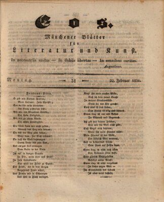 Eos Montag 22. Februar 1830