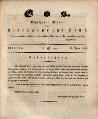 Eos Montag 13. Juni 1831