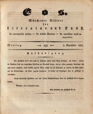 Eos Montag 5. Dezember 1831