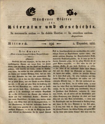 Eos Mittwoch 5. Dezember 1832