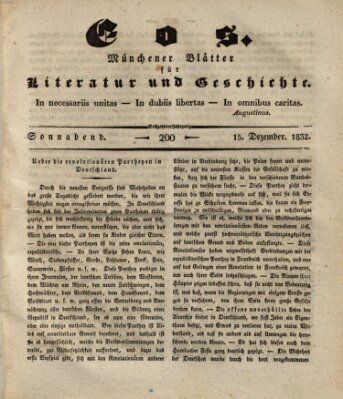 Eos Samstag 15. Dezember 1832