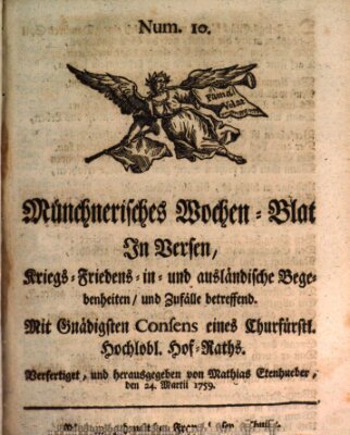 Münchnerisches Wochenblatt In Versen Samstag 24. März 1759