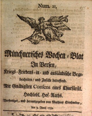 Münchnerisches Wochenblatt In Versen Samstag 9. Juni 1759