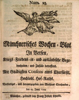 Münchnerisches Wochenblatt In Versen Samstag 23. Juni 1759