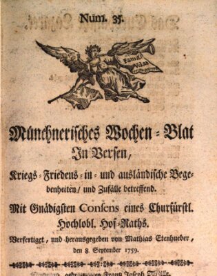 Münchnerisches Wochenblatt In Versen Samstag 8. September 1759