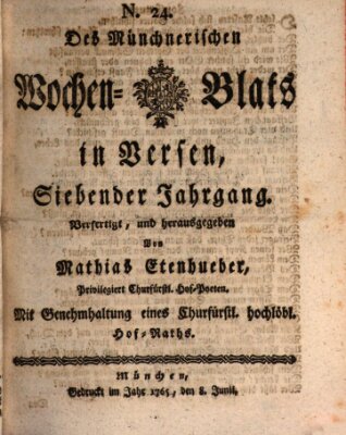 Münchnerisches Wochenblatt In Versen Samstag 8. Juni 1765