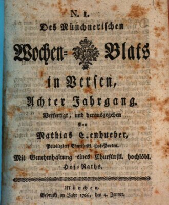 Münchnerisches Wochenblatt In Versen Samstag 4. Januar 1766